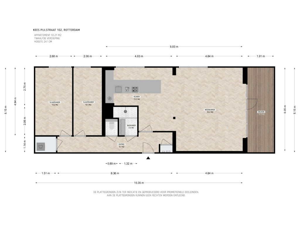 View floorplan of 12e verdieping of Kees Pijlstraat 102