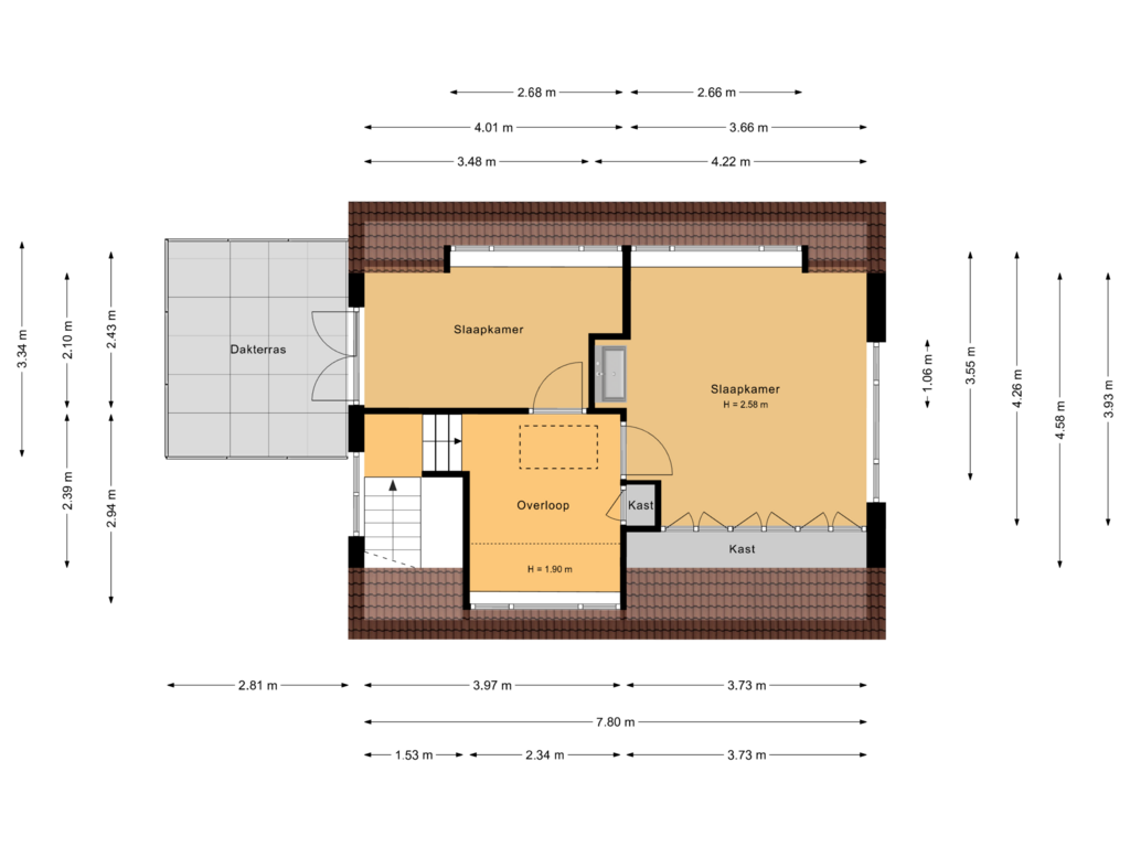 Bekijk plattegrond van 1e Verdieping van Parklaan 7