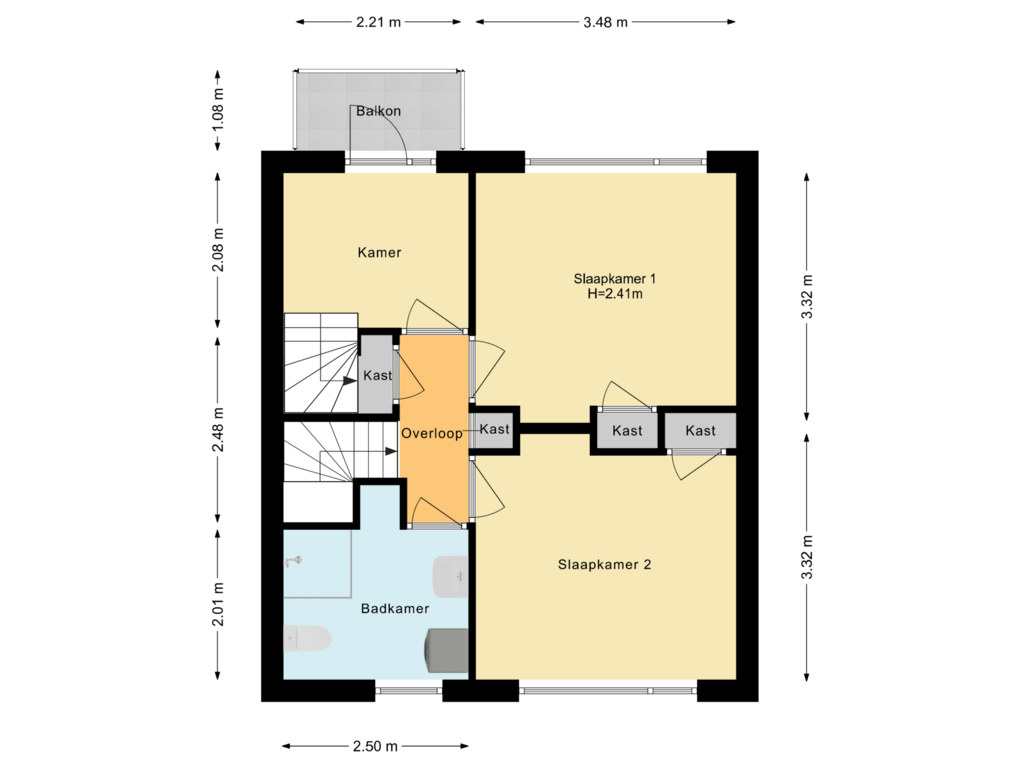 View floorplan of Eerste verdieping of Irenestraat 24