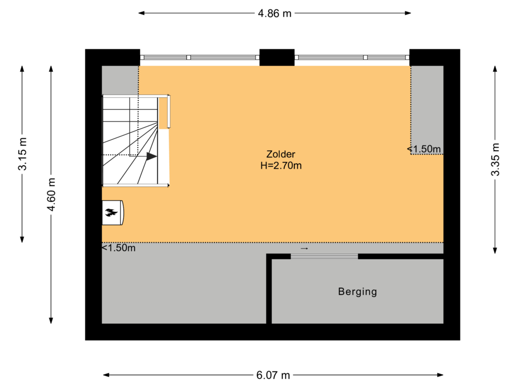 View floorplan of Tweede verdieping of Irenestraat 24