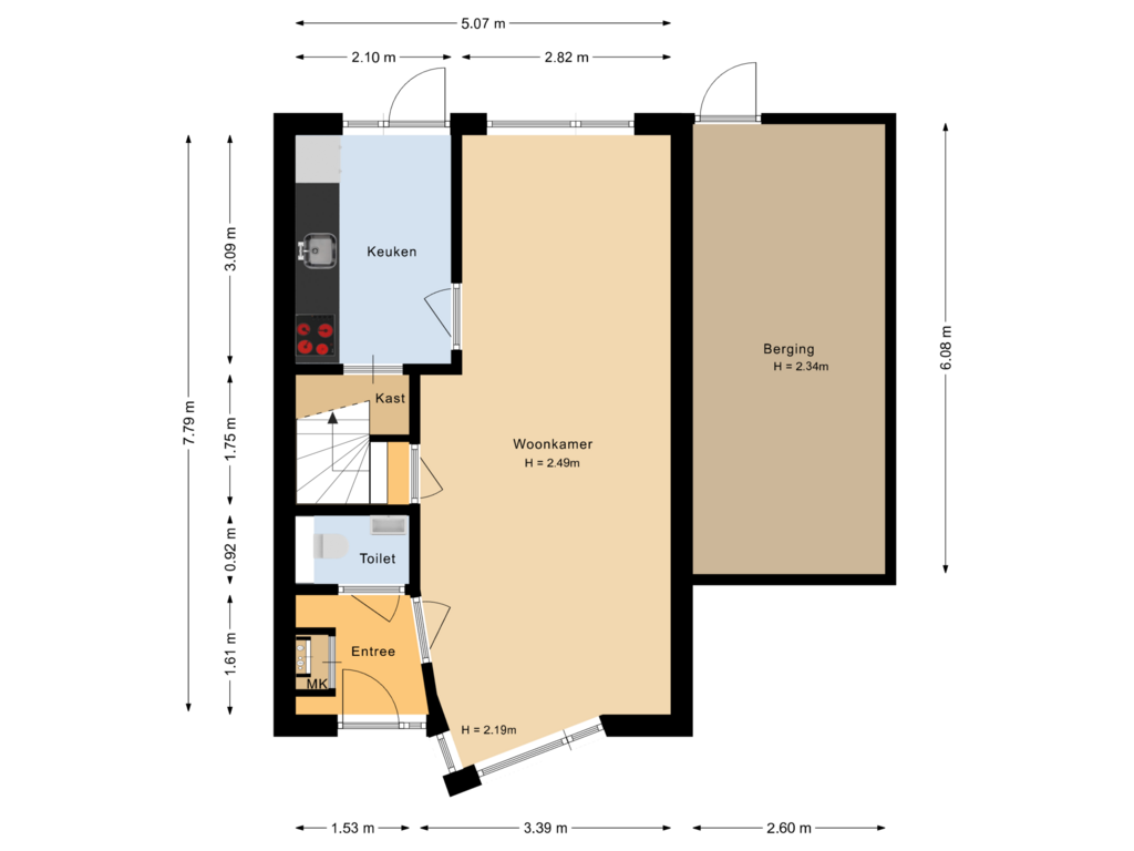 Bekijk plattegrond van Begane grond van Calshof 15