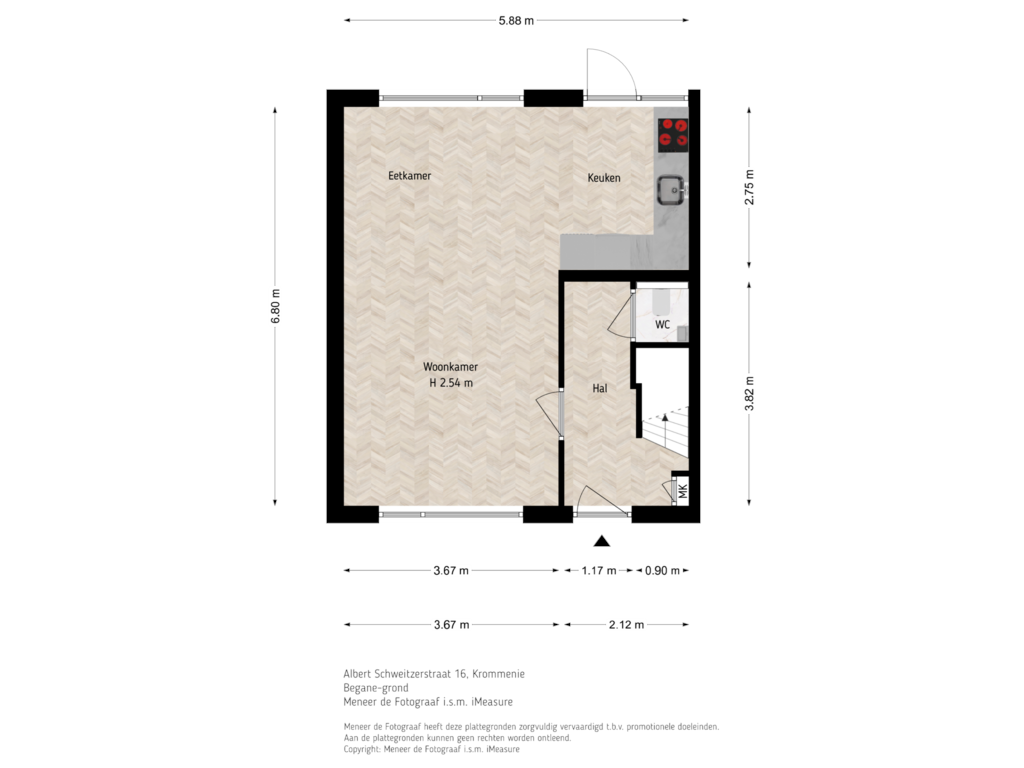 View floorplan of Begane-grond of Albert Schweitzerstraat 16