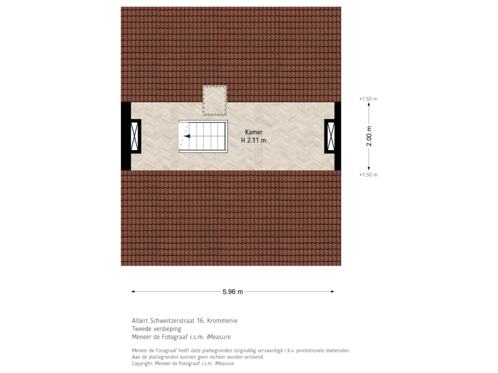 View floorplan of 2e verdieping of Albert Schweitzerstraat 16