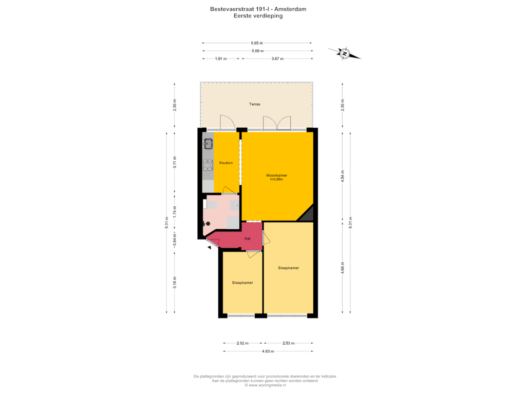 View floorplan of 1e_verd of Bestevâerstraat 191-1