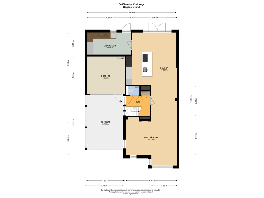 Bekijk plattegrond van BEGANE GROND van De Elzen 9