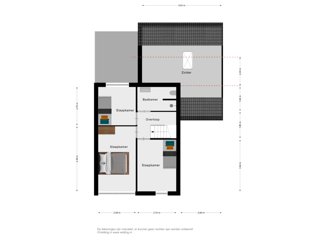 View floorplan of Woonlaag 2 of de Bloeven 28