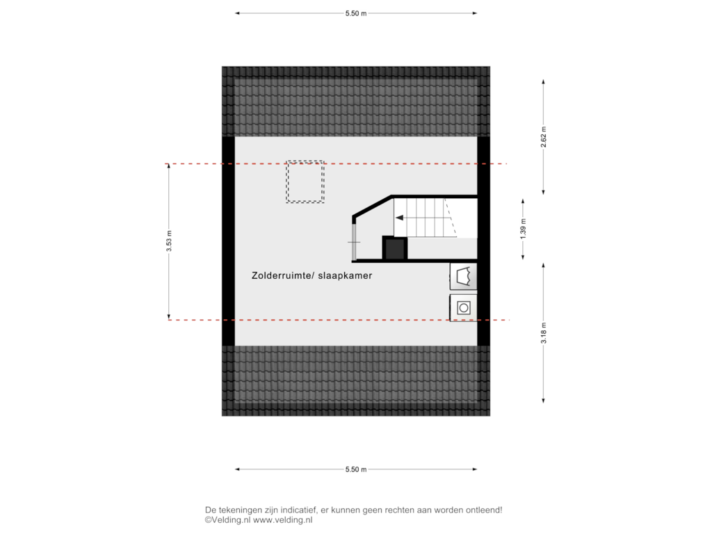 View floorplan of Woonlaag 3 of de Bloeven 28