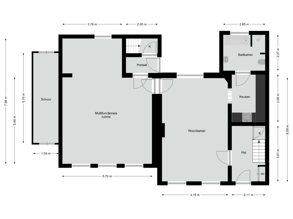 Bekijk plattegrond van Begane grond van Broekhin Zuid 30