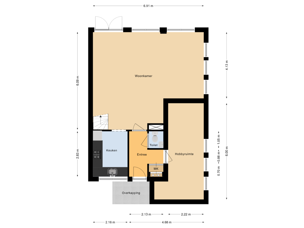 View floorplan of Begane grond of Dreessingel 26