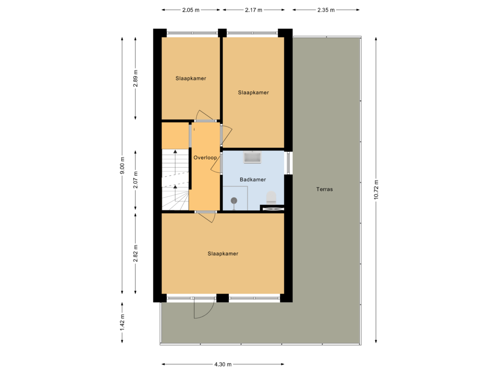 View floorplan of Eerste verdieping of Dreessingel 26