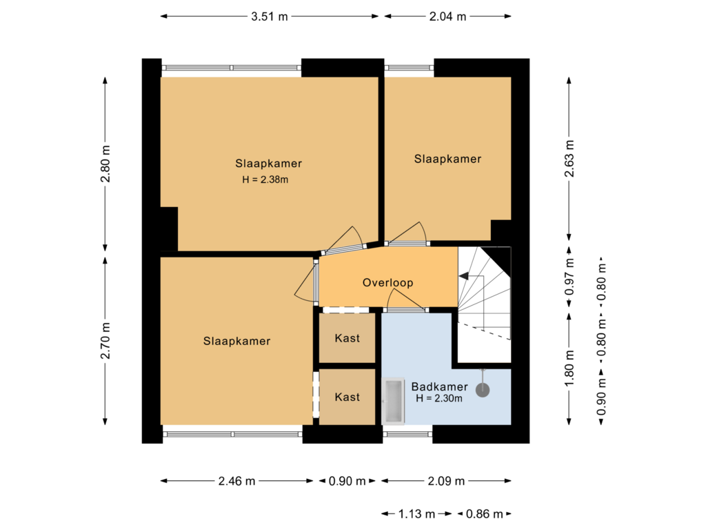 View floorplan of Eerste verdieping of Colijnstraat 23