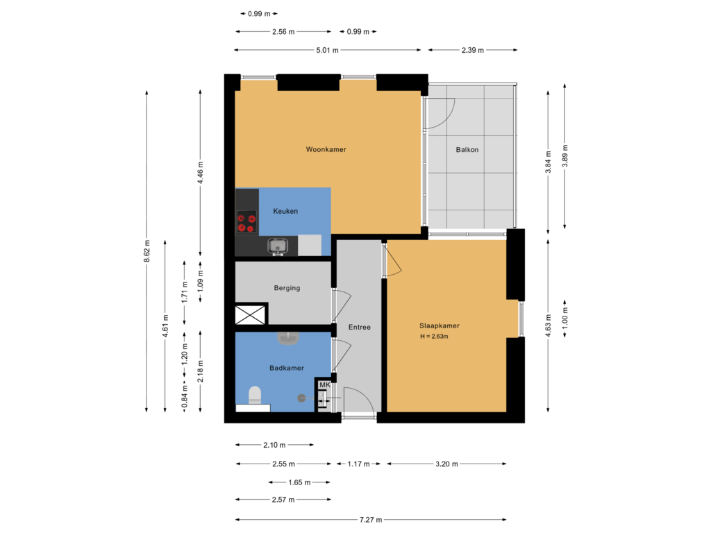 View floorplan of Appartement of Venelaan 1-21