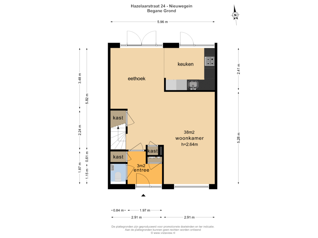 Bekijk plattegrond van BEGANE GROND van Hazelaarstraat 24