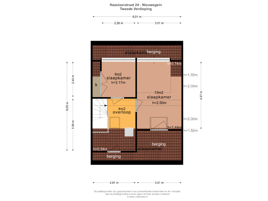 Bekijk plattegrond van TWEEDE VERDIEPING van Hazelaarstraat 24