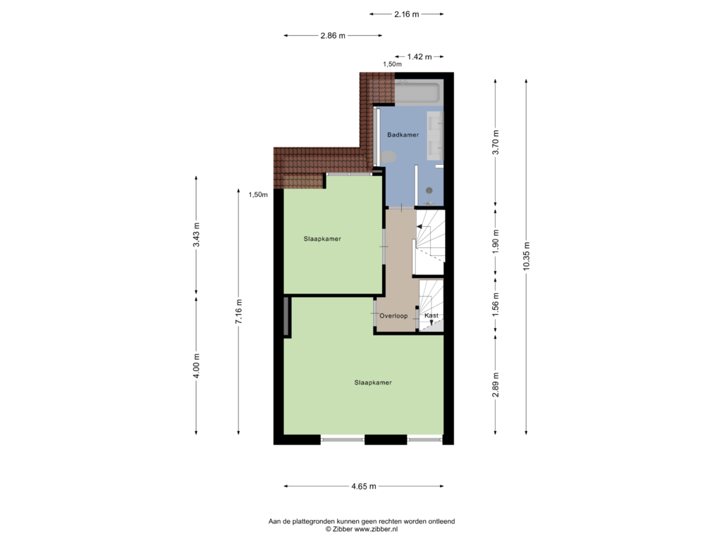 View floorplan of Eerste verdieping of Korenbloemstraat 16