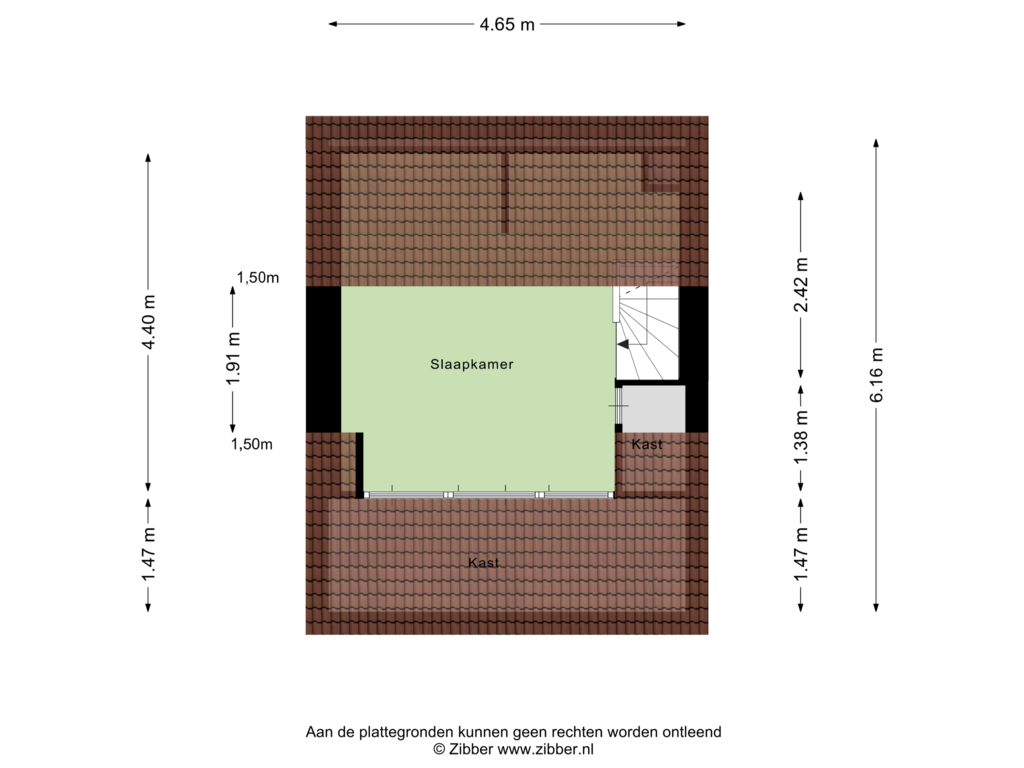 View floorplan of Zolder of Korenbloemstraat 16