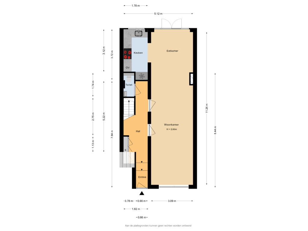 Bekijk plattegrond van Begane grond van Voorburgstraat 134-B