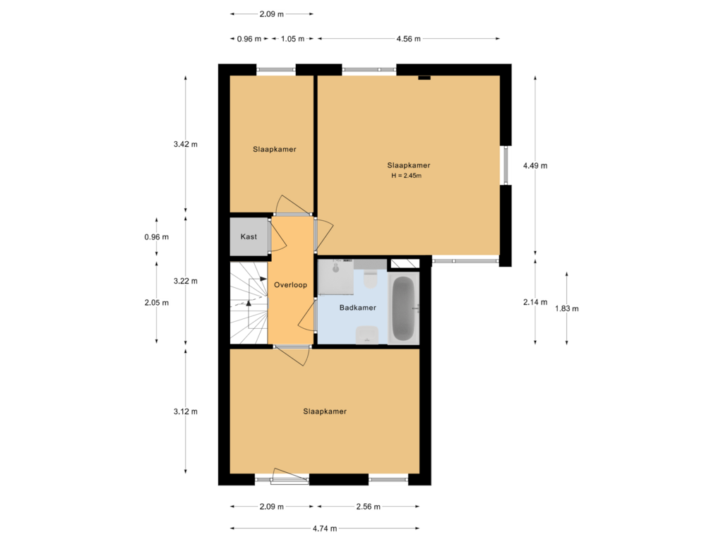 Bekijk plattegrond van 1e verdieping van Rijnenburglaan 29