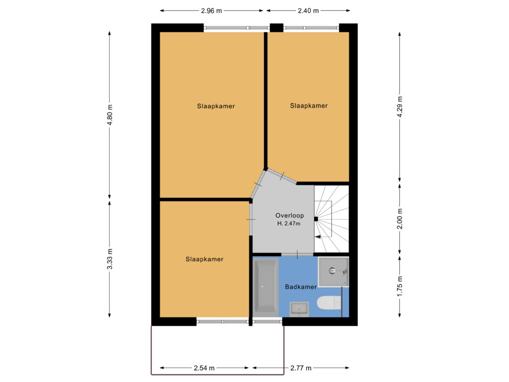 Bekijk plattegrond van Eerste verdieping van De Steiger 180