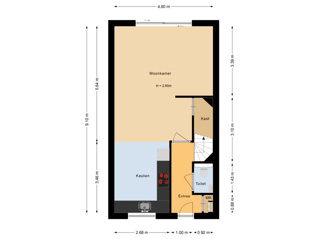 View floorplan of Begane grond of Toutenburgstraat 50