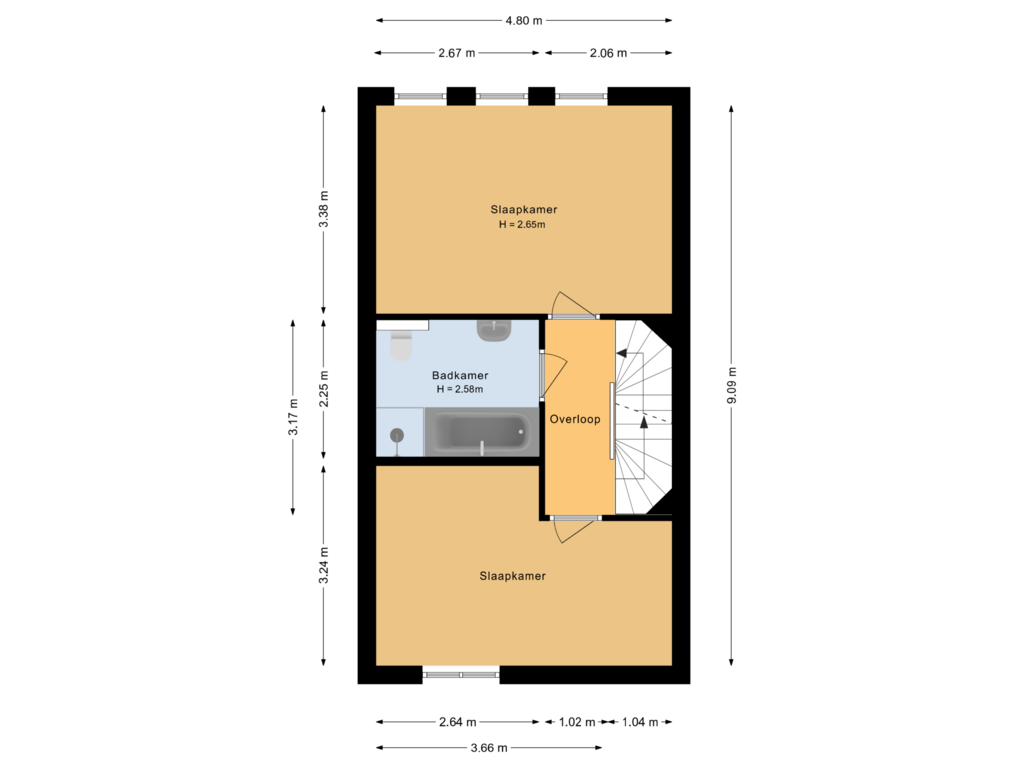 View floorplan of Eerste verdieping of Toutenburgstraat 50