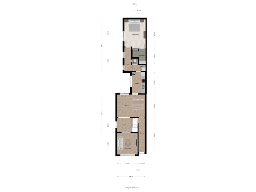 Bekijk plattegrond van Begane Grond van Trompstraat 12