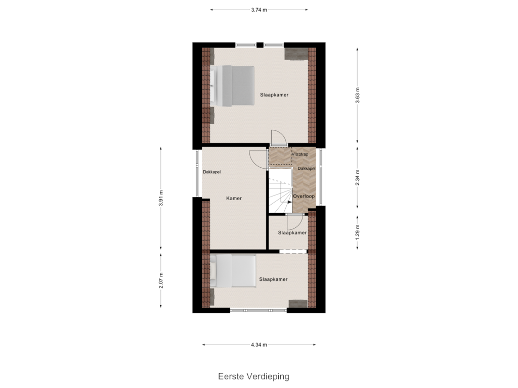 Bekijk plattegrond van Eerste Verdieping van Trompstraat 12