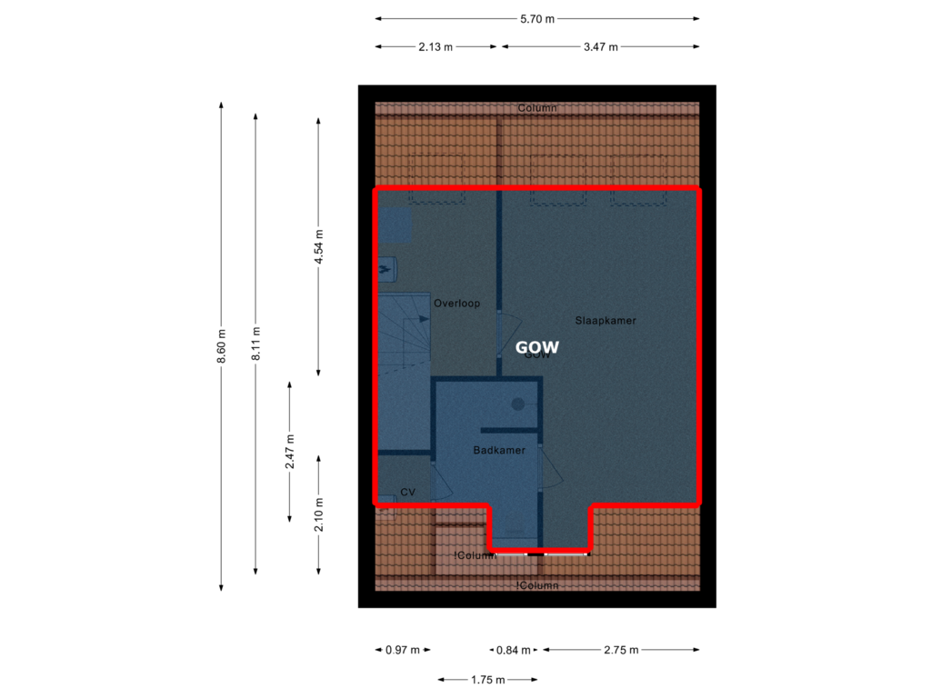 View floorplan of Tweede verdieping of Hof ter Dreef 12