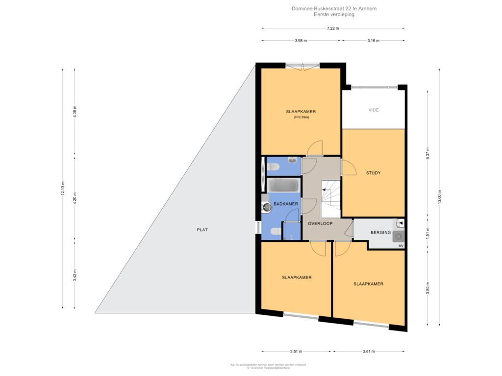 View floorplan of Eerste verdieping of Dominee Buskesstraat 22