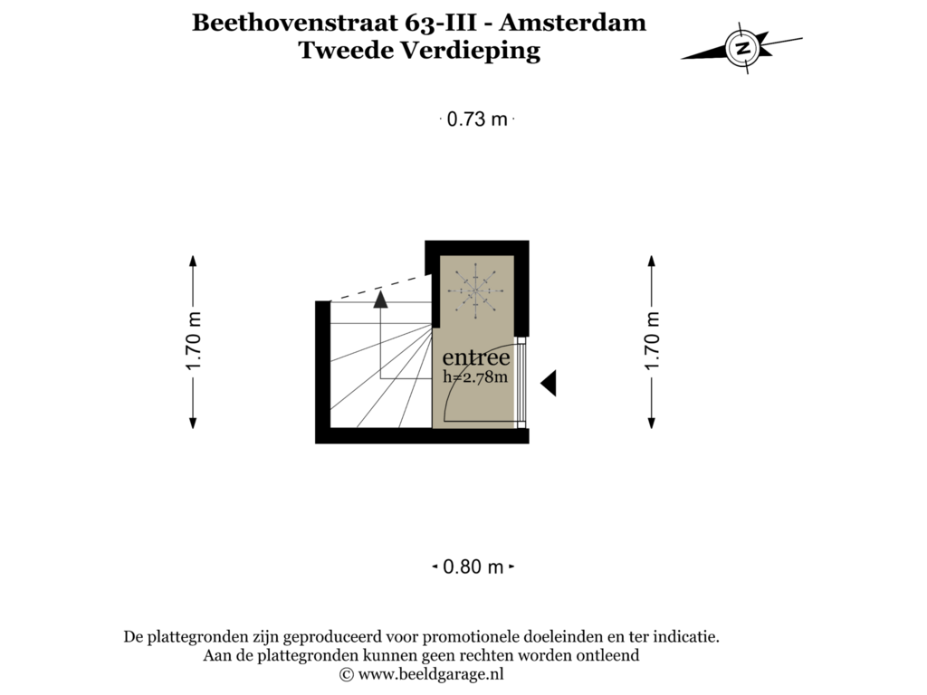 View floorplan of Tweede Verdieping of Beethovenstraat 63-3