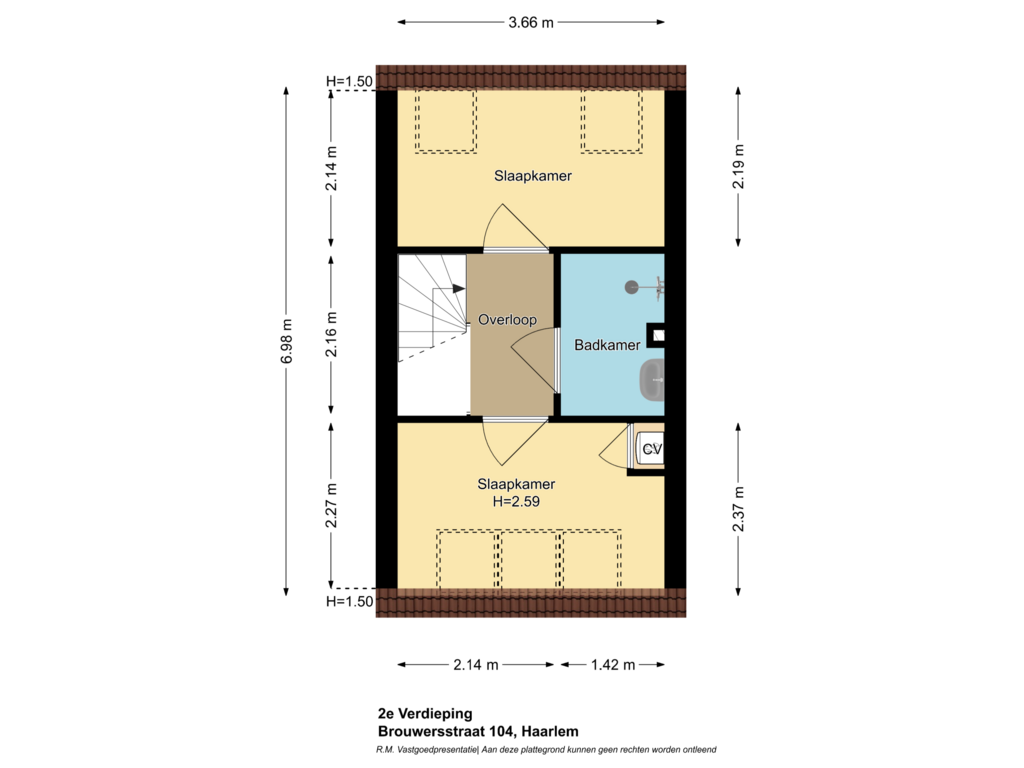 Bekijk plattegrond van 2e Verdieping van Brouwersstraat 104