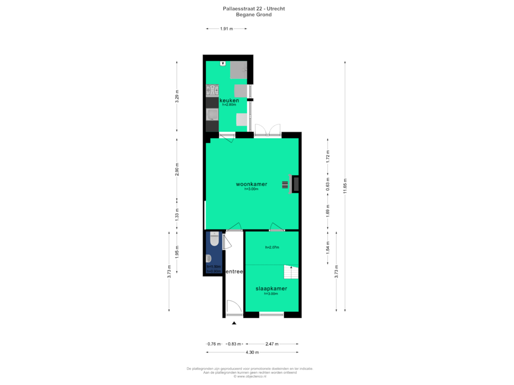 View floorplan of BEGANE GROND of Pallaesstraat 22