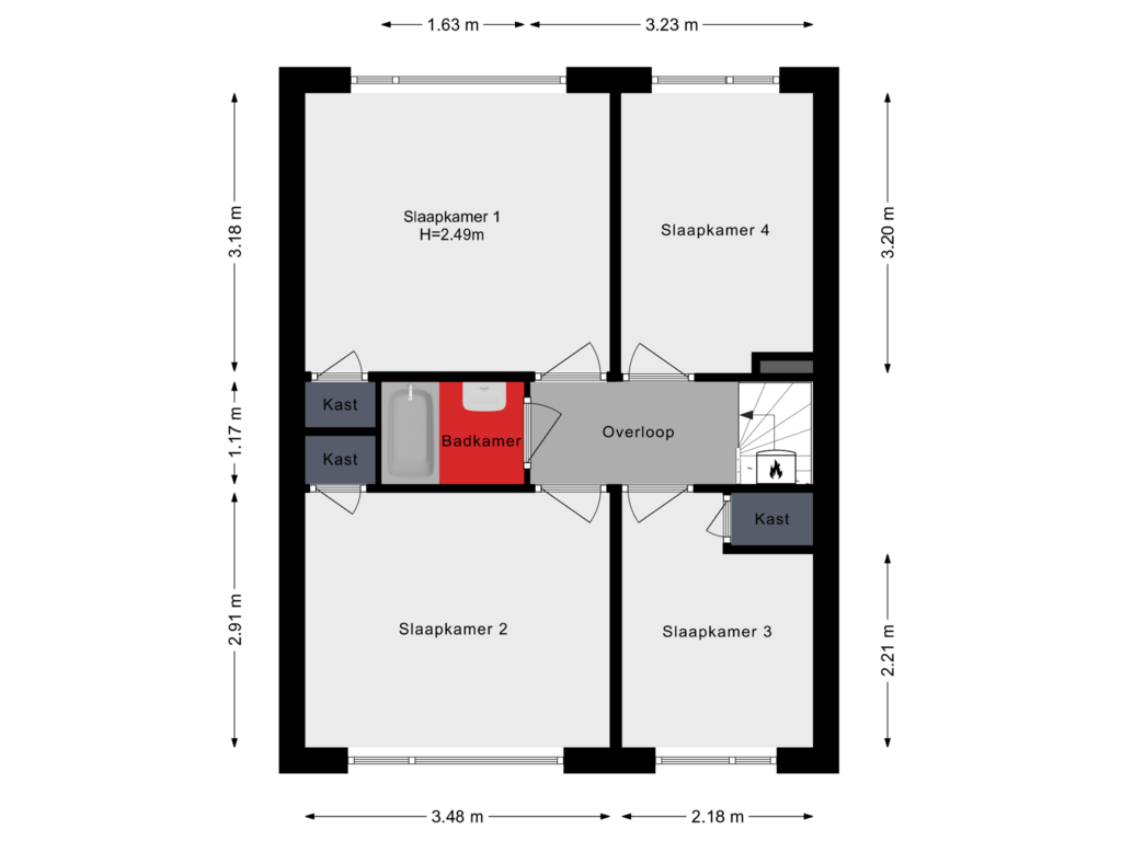 View floorplan of Eerste verdieping of Mozartlaan 35