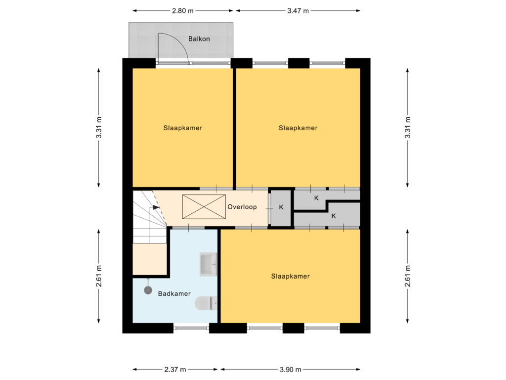 View floorplan of 1e Verdieping of Broenenstraat 35