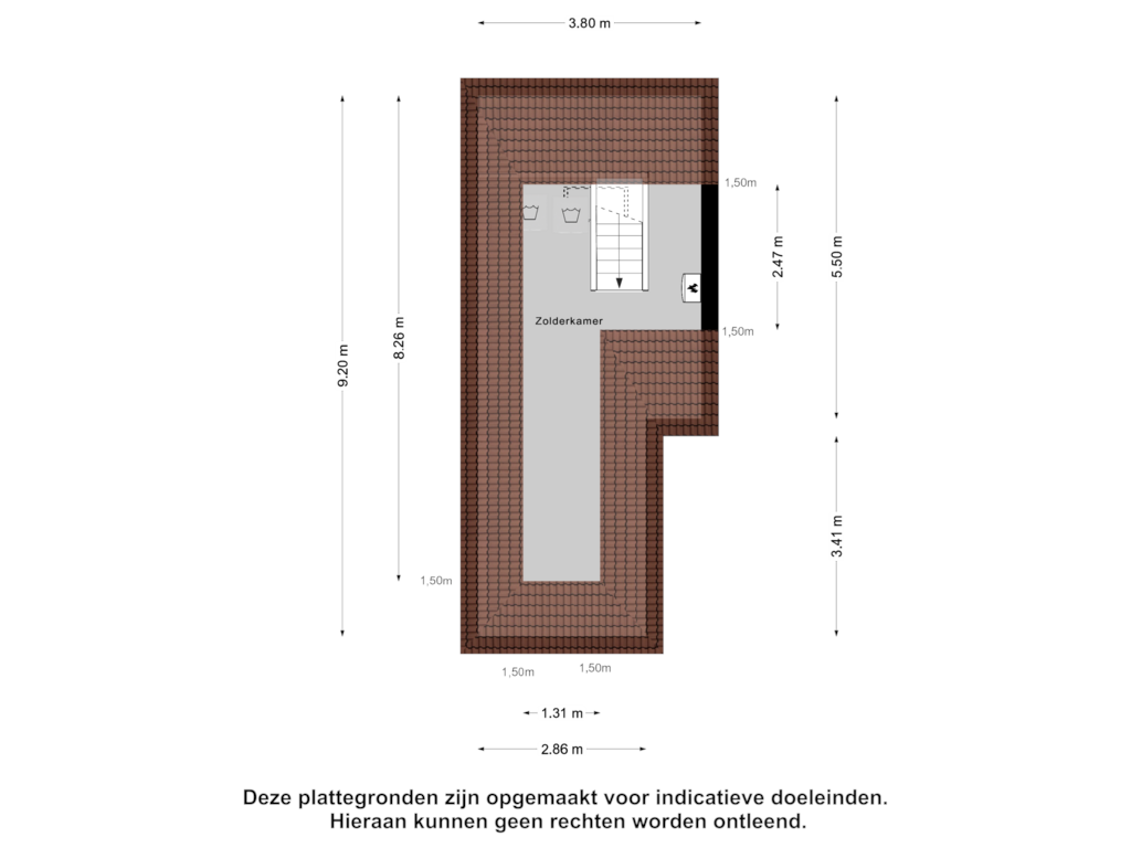 View floorplan of Zolder of Dorpsstraat 11-A