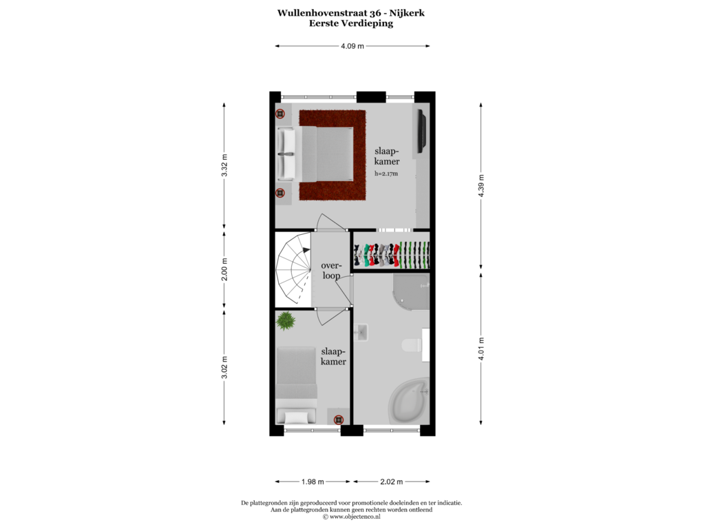 Bekijk plattegrond van EERSTE VERDIEPING van Wullenhovenstraat 36