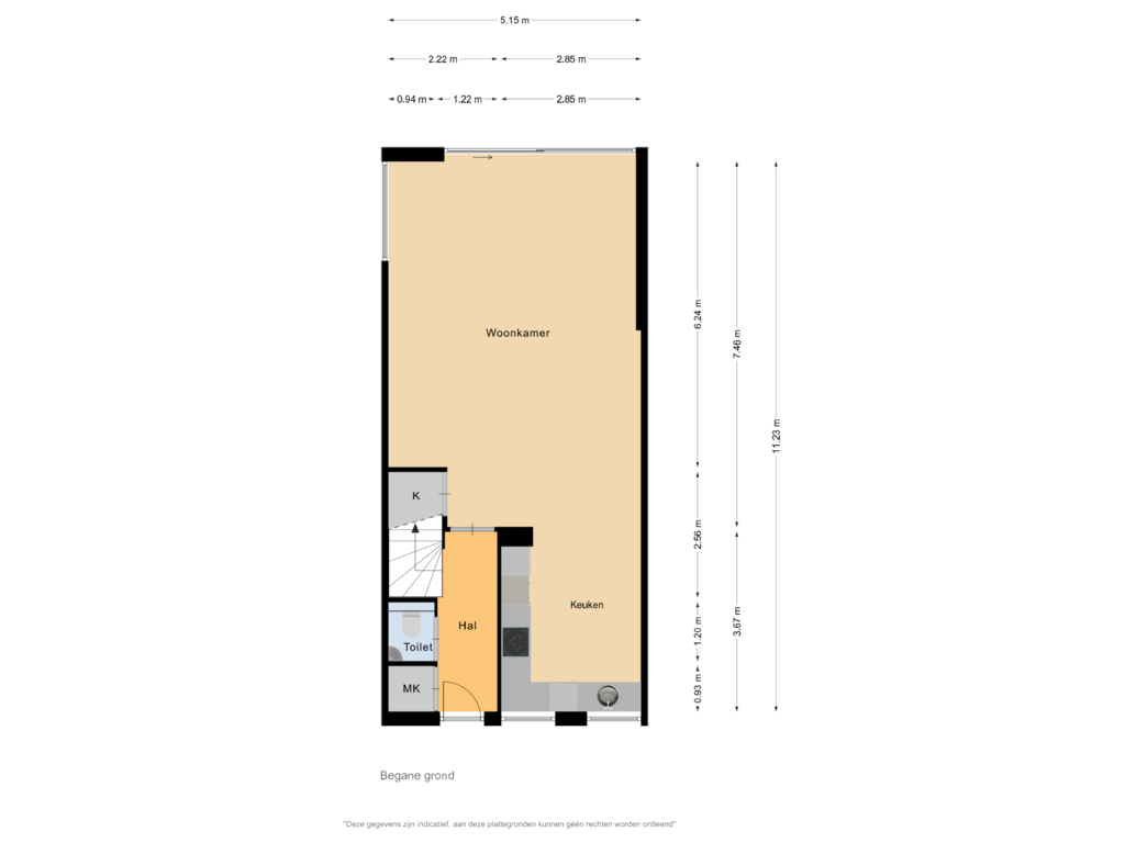 Bekijk plattegrond van Begane grond van Vondelpark 8