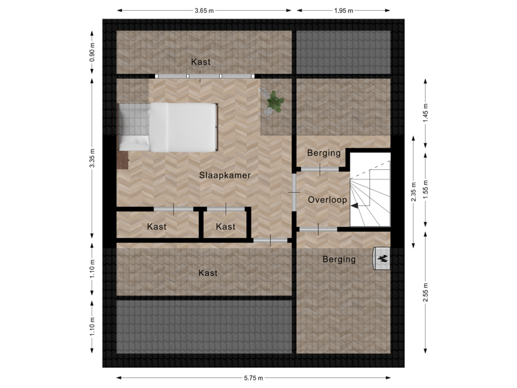 View floorplan of Tweede Verdieping of Trompstraat 14