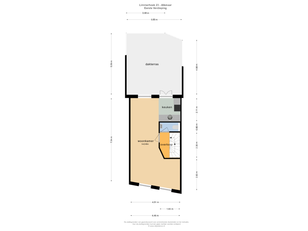 Bekijk plattegrond van EERSTE VERDIEPING van Limmerhoek 23