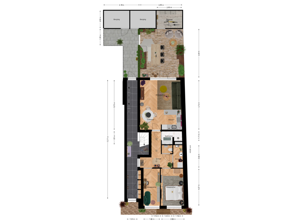 Bekijk plattegrond van Begane Grond van Zoeterwoudsesingel 1-D