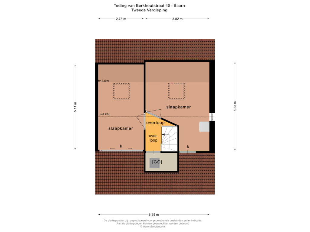 View floorplan of TWEEDE VERDIEPING of Teding van Berkhoutstraat 40