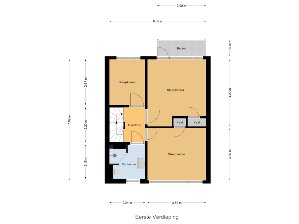 View floorplan of Eerste Verdieping of Joubertstraat 2