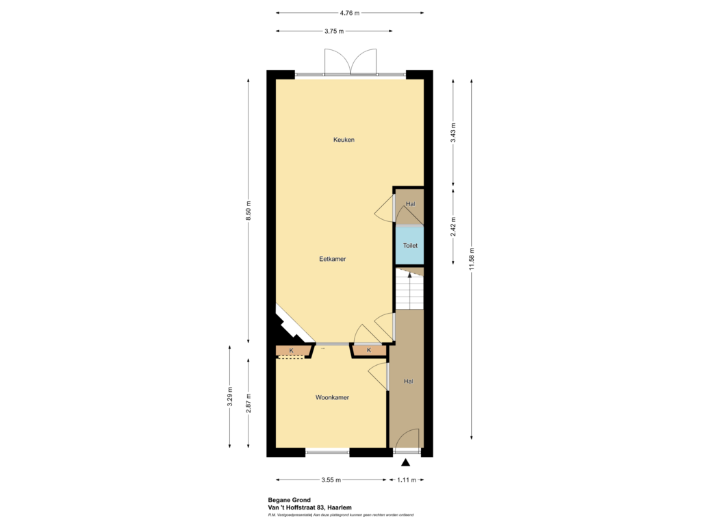 Bekijk plattegrond van Begane Grond van Van 't Hoffstraat 83