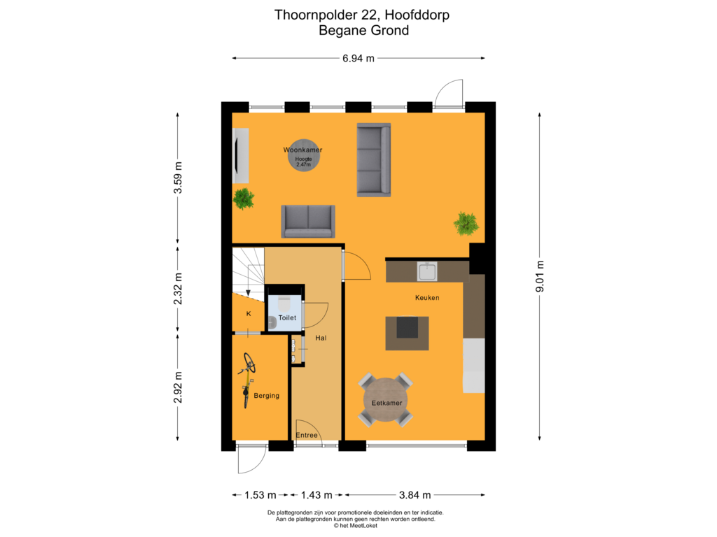 View floorplan of Begane Grond of Thoornpolder 22