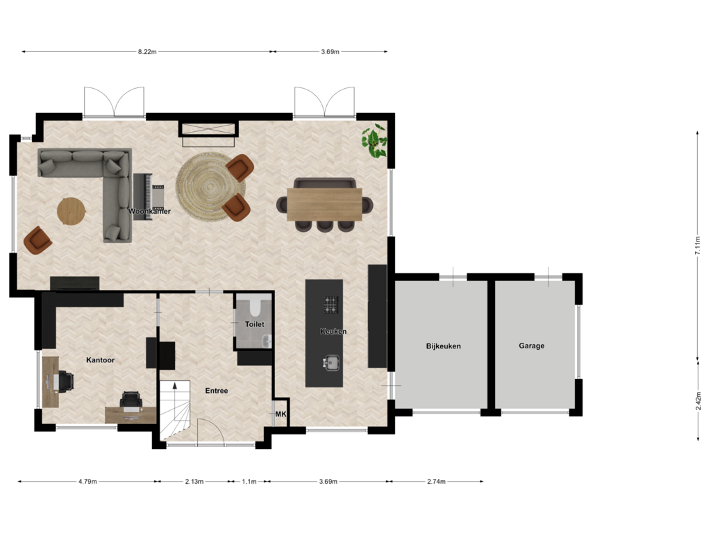 View floorplan of Begane grond of Breitnerlaan 1