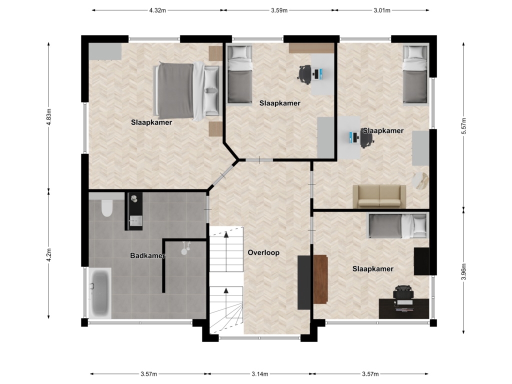 View floorplan of Eerste verdieping of Breitnerlaan 1