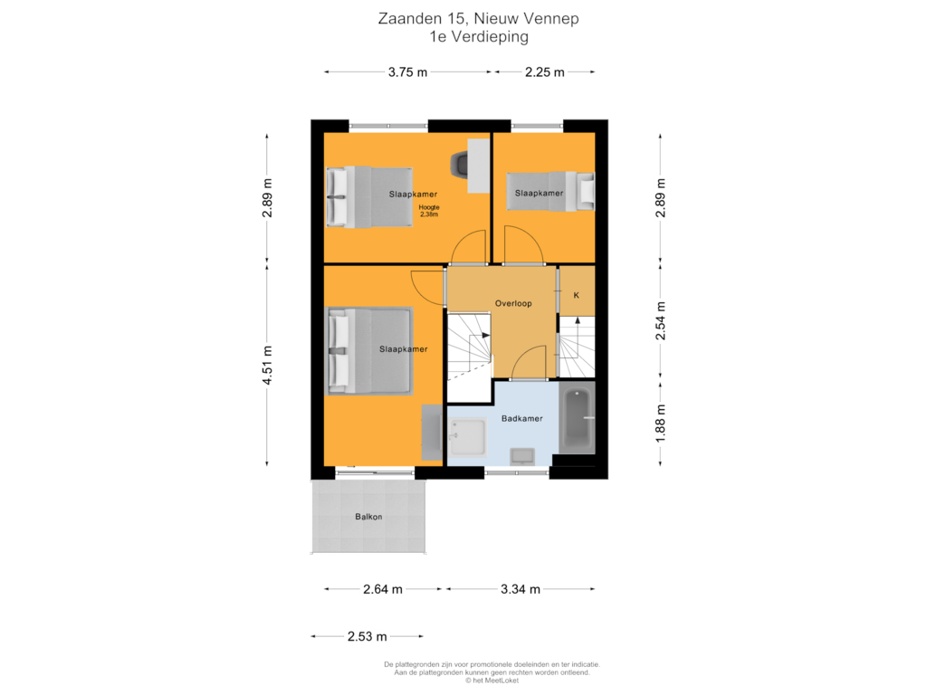 View floorplan of 1e Verdieping of Zaanden 15