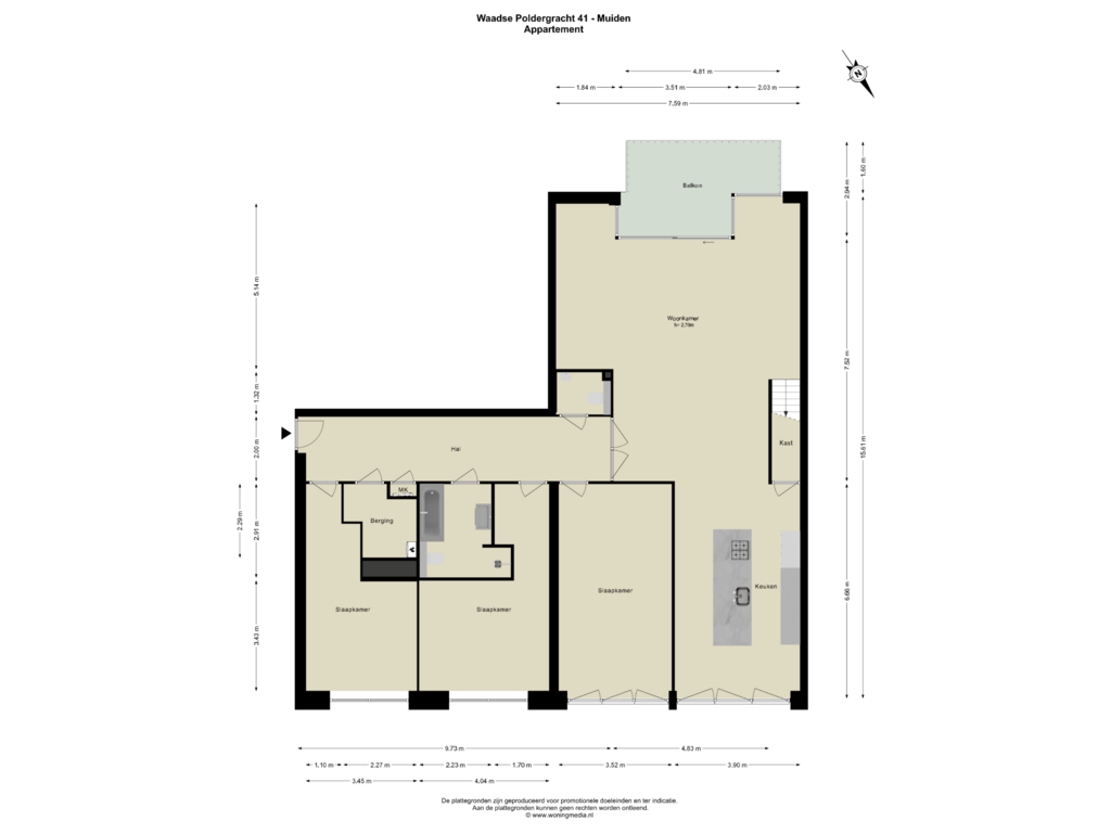 Bekijk plattegrond van Appartement van Waadse Poldergracht 41