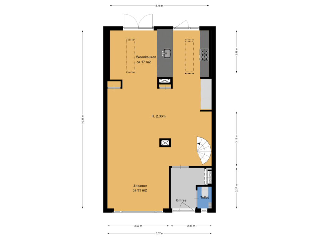 View floorplan of Begane grond of Klaver 9