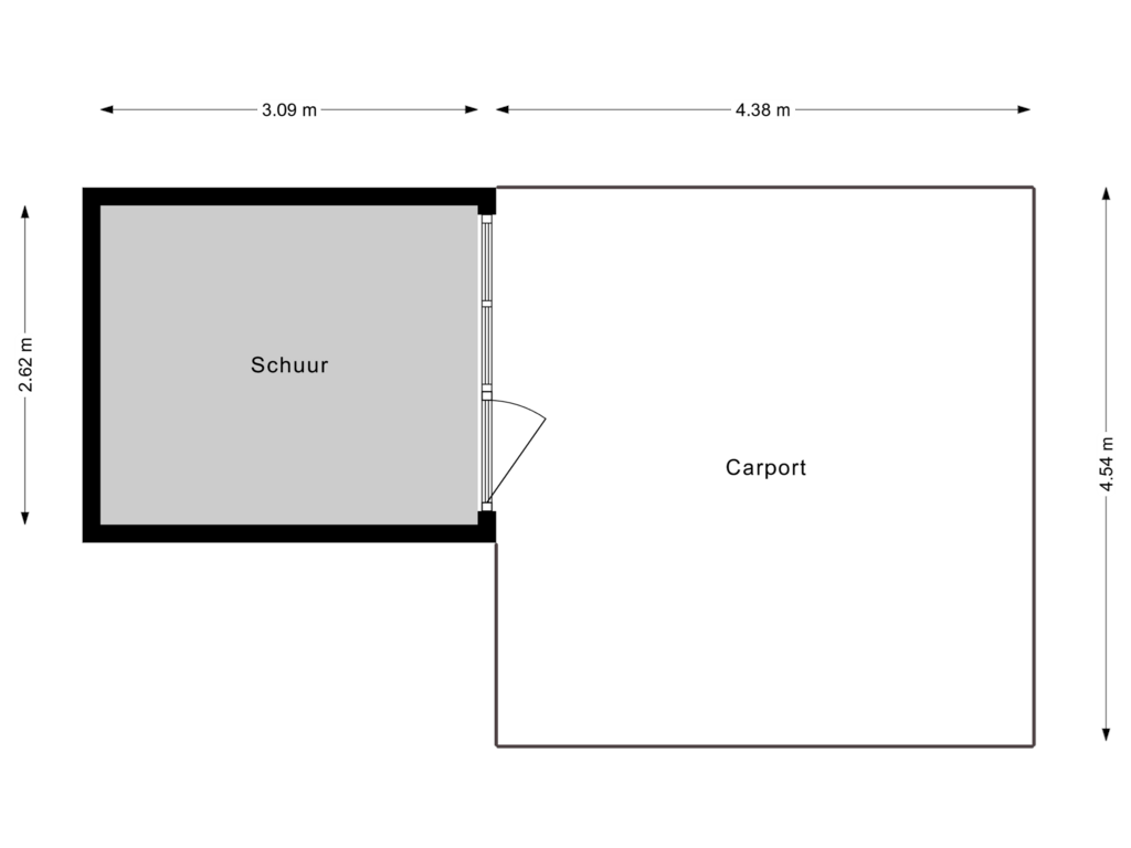 View floorplan of Schuur met carport of Klaver 9